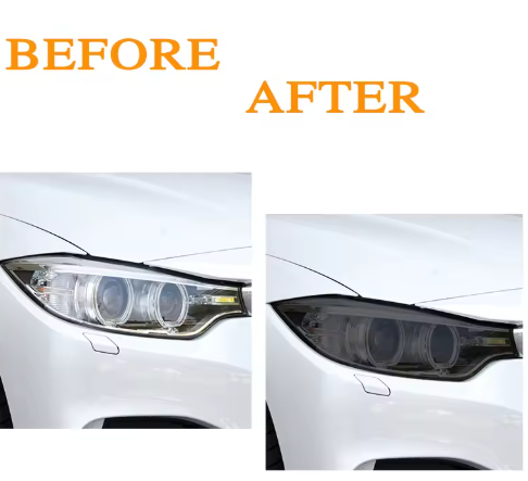 BMW Serie 4 Headlight Tint F32 F33 F36, here the photo shows the before and after of the film installed - M-Pure Dynamics
