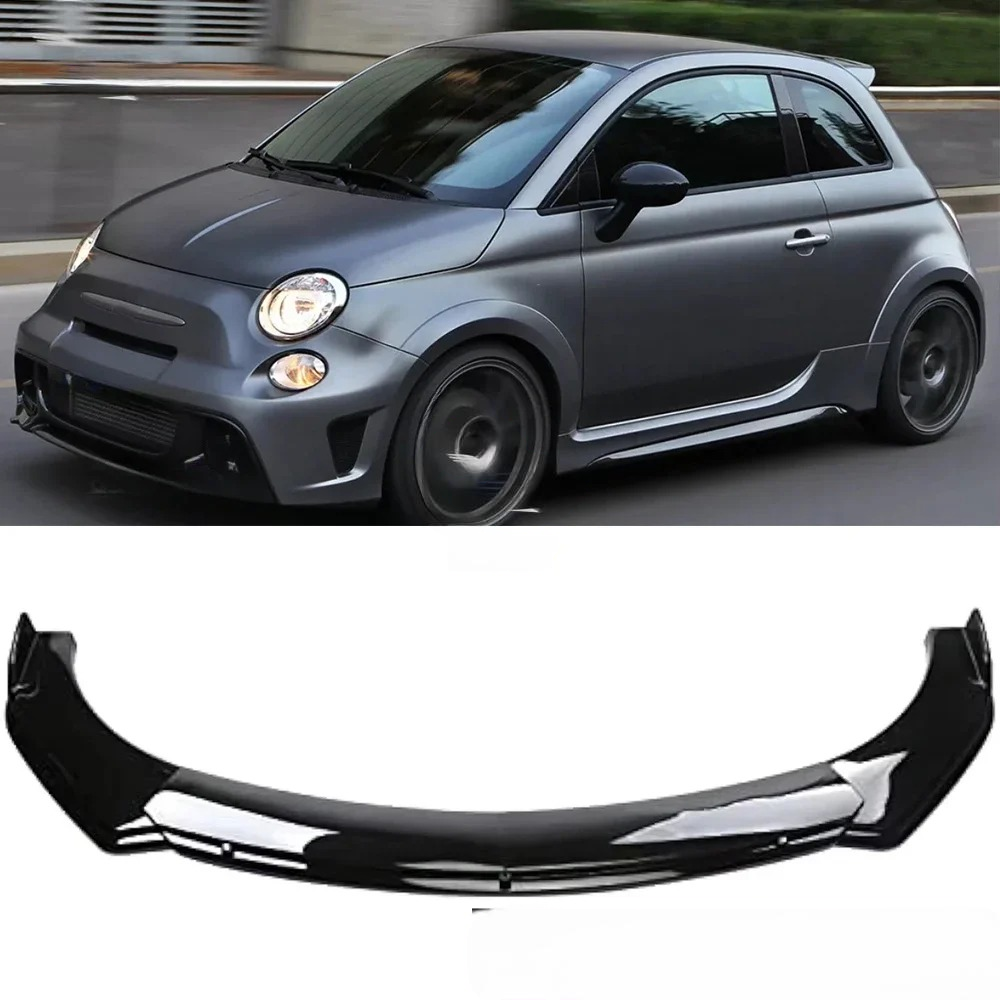 Splitter for Abarth 500, here the photo shows the car with the splitter on the a close up of the splitter - M-Pure Dynamics