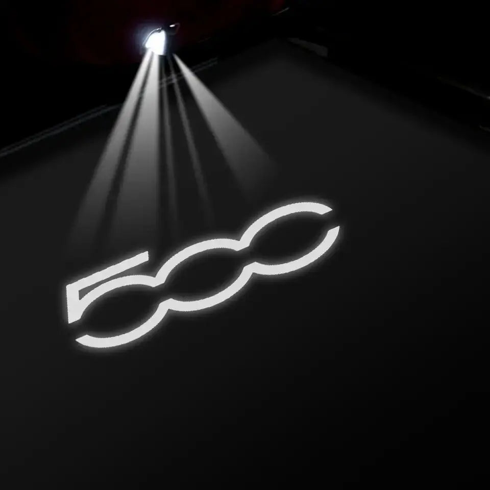 Abarth Style Door Projector for Punto and 500, here the photo shows the 500 logo on the ground - M-Pure Dynamics