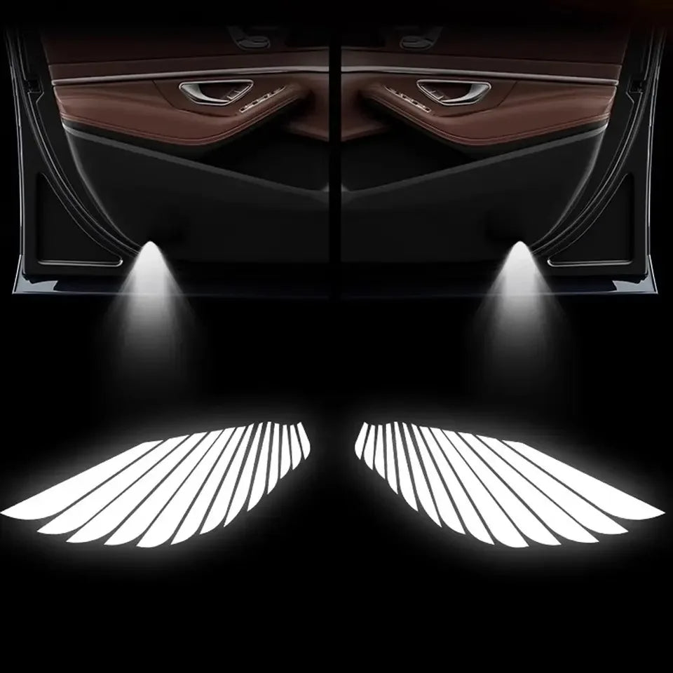 Abarth Style Door Projector for Punto and 500, here the photo shows the wings led on the ground - M-Pure Dynamics
