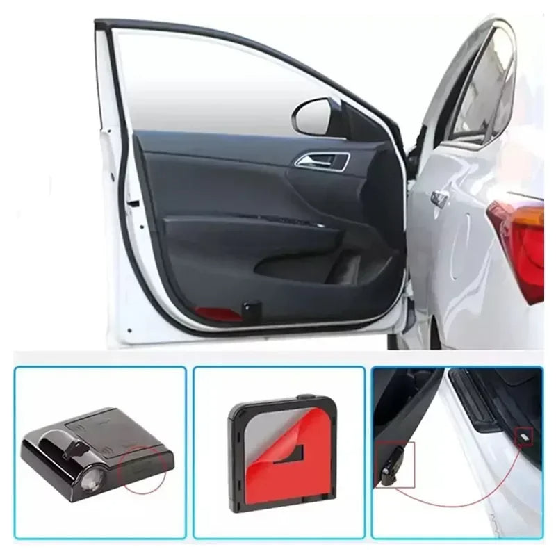 Abarth Style Door Projector for Punto and 500, here the photo shos how to apply and install the product - M-Pure Dynamics