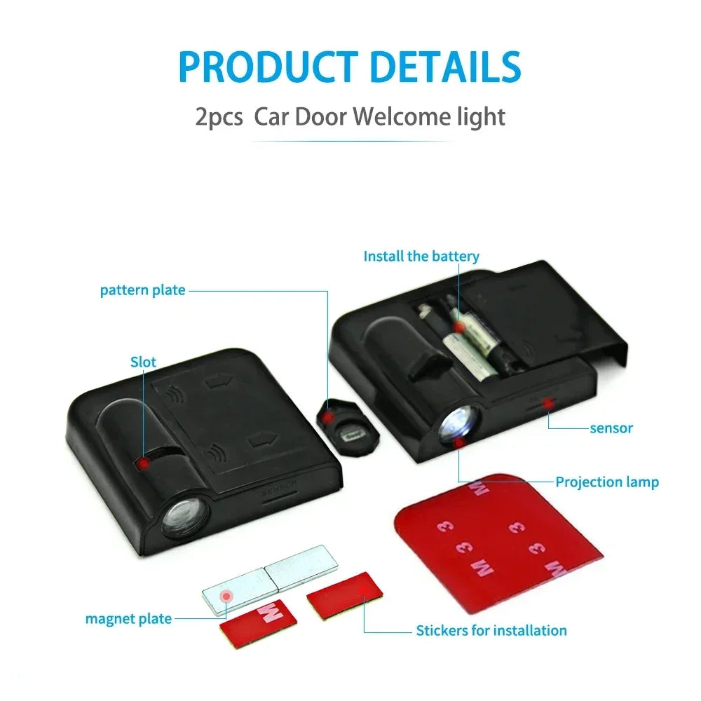Abarth Style Door Projector for Punto and 500, here the photo shows how to install and how the product works- M-Pure Dynamics