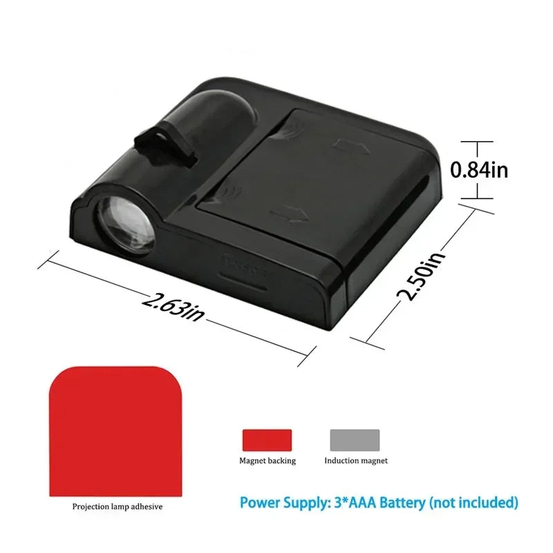 Abarth Style Door Projector for Punto and 500, here the photo shows the dimensions and also how it atteches to the car - M-Pure Dynamics