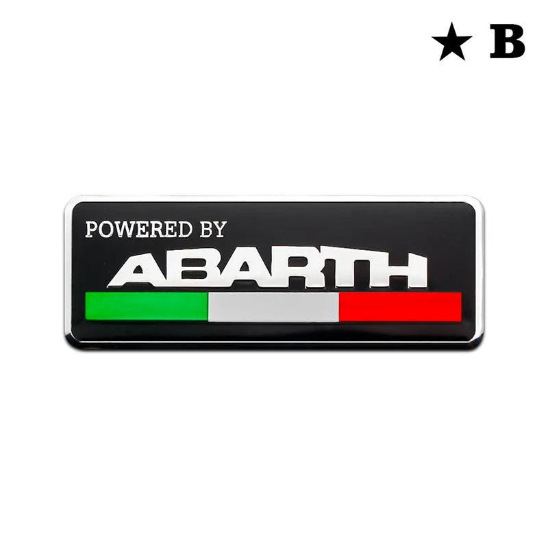 Abarth badge, shows the badge up close- M-Pure Dynamics