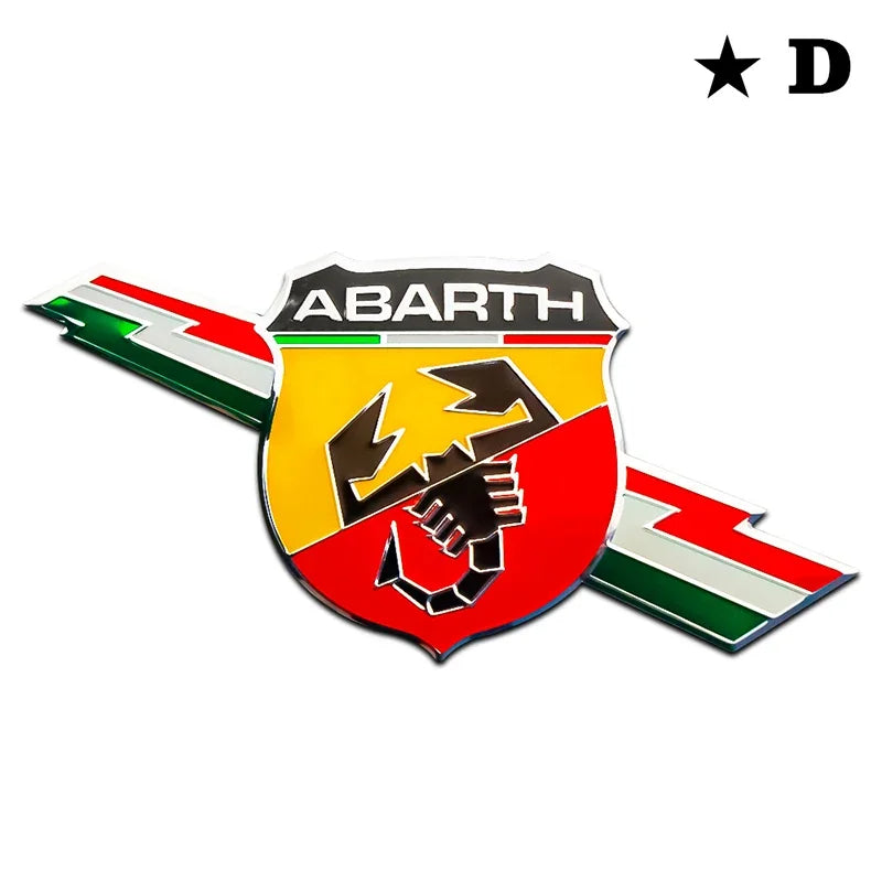 Abarth badge, shows the badge up close- M-Pure Dynamics