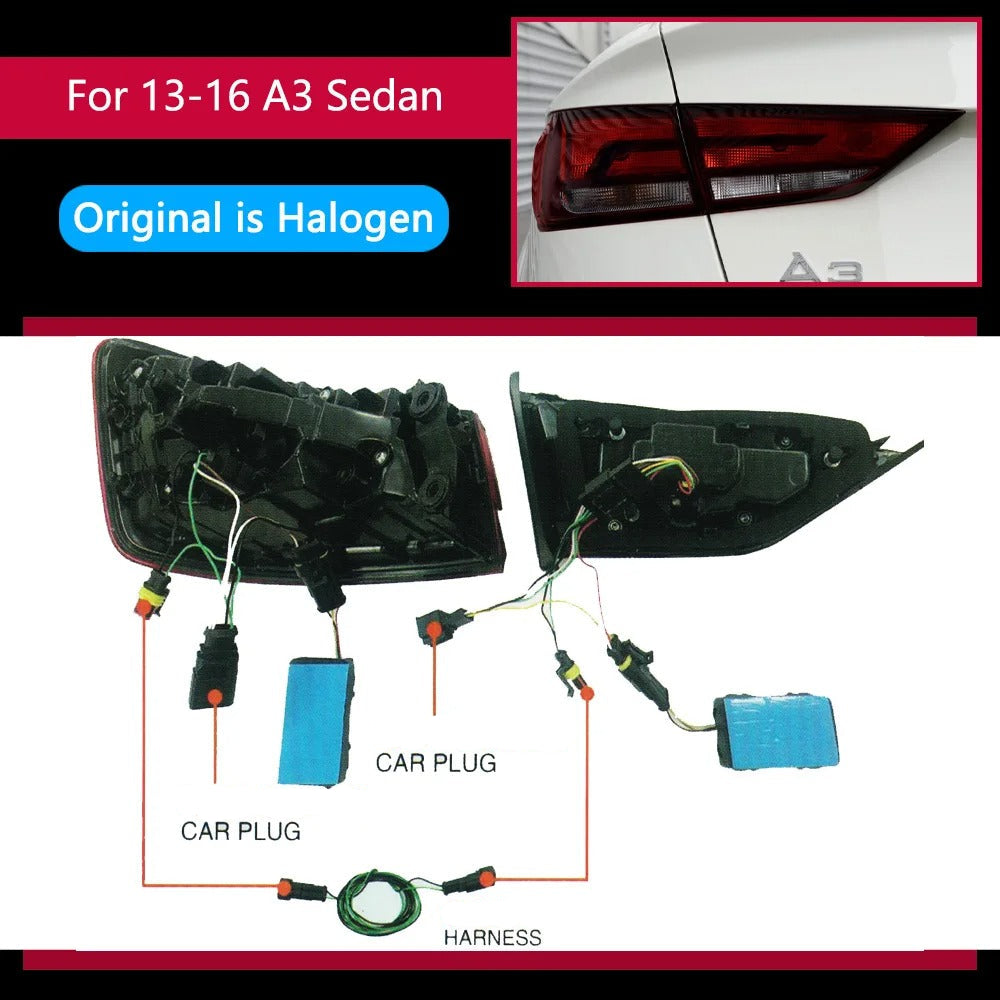 Rear Lights Upgrade LED Dlr, Dynamic Lights for Audi A3 Sedan (2013-2019)