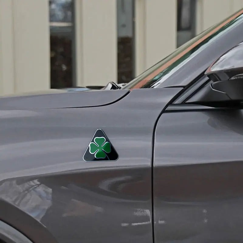 Badge Super Sport Quadrifoglio for Alfa Romeo Giulia Stelvio, here the photo shows the badges up close mounted on the car - M-Pure Dynamics
