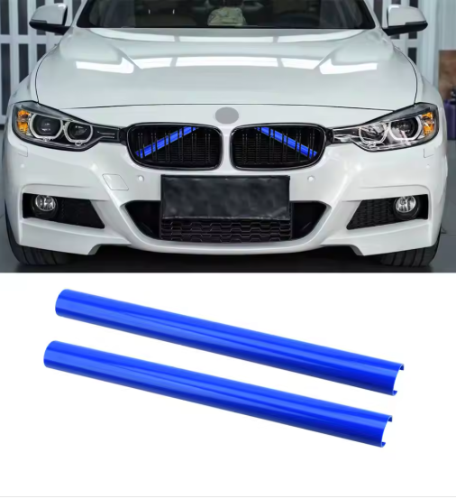 2PCS Front Grille Trim Strips for BMW F10 E60 F30 F32 F20 F22 F06 F02 F25 F26 G20 1 2 3 4 5 6 7 serie, , the photo shows the front grille with the blue color - M-Pure Dynamics