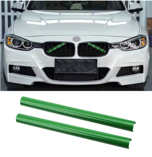 2PCS Front Grille Trim Strips for BMW F10 E60 F30 F32 F20 F22 F06 F02 F25 F26 G20 1 2 3 4 5 6 7 serie, the photo shows the front grille with the green color - M-Pure Dynamics