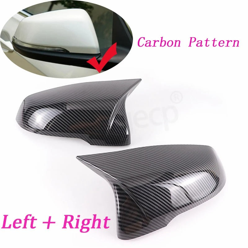 This photo shows up close the mirror caps mounted on the car