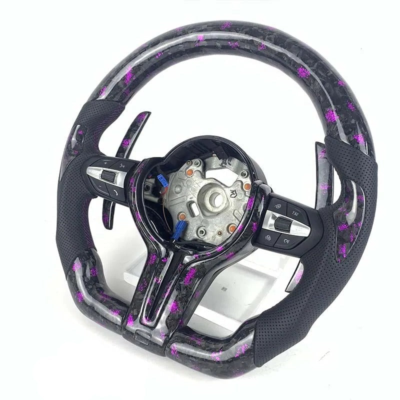 Carbon Fiber Steering Wheel for BMW 3/4/5/x5 serie F30 F10 F15 F16 F06 F32 F26 f25 F20 F34 F02,here the photo shows the carbon fiber steering wheel up close - M-Pure Dynamics