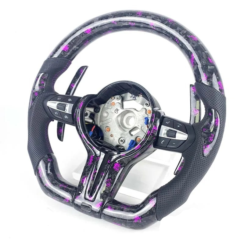 Carbon Fiber Steering Wheel for BMW 3/4/5/x5 serie F30 F10 F15 F16 F06 F32 F26 f25 F20 F34 F02,here the photo shows the carbon fiber steering wheel up close - M-Pure Dynamics