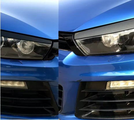 Front Headlight Eyelid for VOLKSWAGEN Scirocco R GTS 2008-201, the photo shows the difference between the healight with and without the eyelid - M-Pure Dynamics