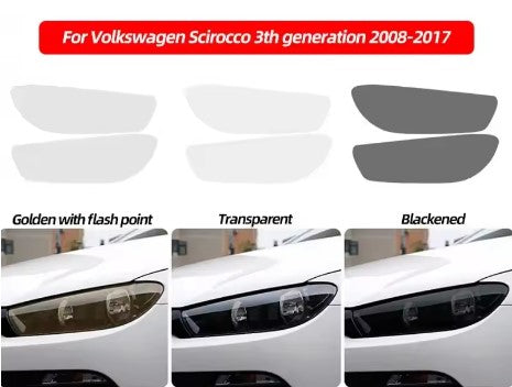 Front Mirror Tinted Headlight film for Volkswagen Scirocco MK3 TDI R Line 2008-2017, the photo shows the black-out mirror with the kit - M-Pure Dynamics