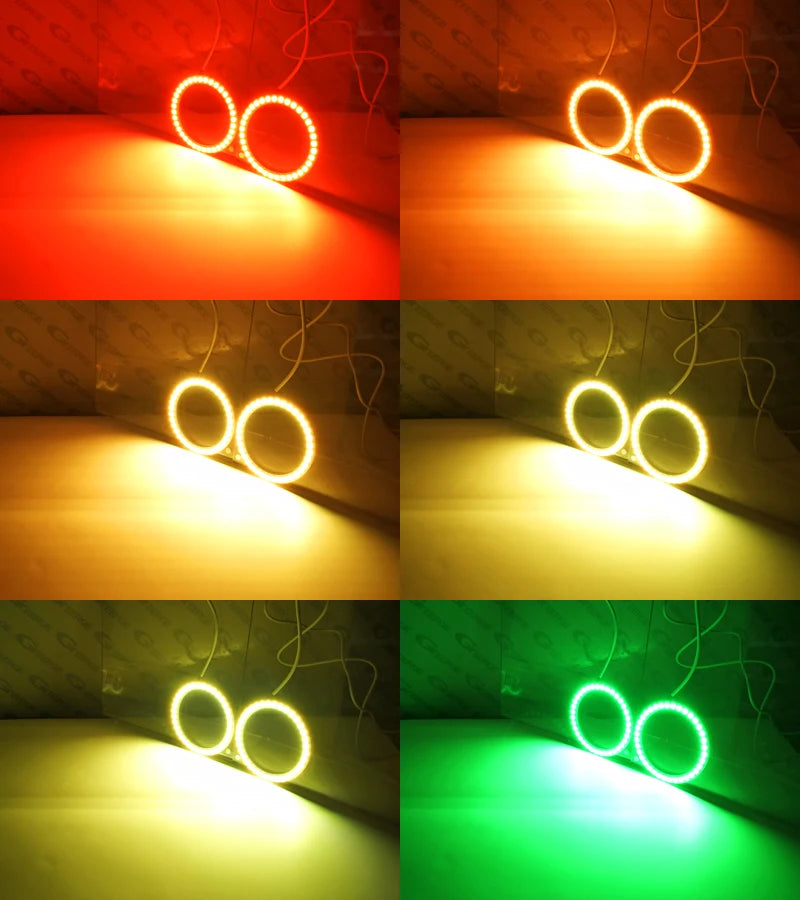 Kit Angel Eye RGB for Abarth 500 , here it shows the different colors the angel eye kit has- M-Pure Dynamics