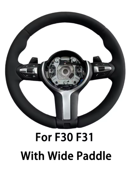 Steering Wheel M-Sport Leather for F10 F11 F15 F16 F20 F30 F31 F32 F36 , here the photo shows te steering wheel up close- M-Pure Dynamics