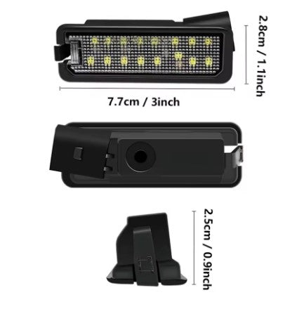 License Plate LED 2pz light for Volkswagen Polo 6N2 9N 6R 6C Passat B6 B7 B8, the photo shows the dimensions of the product - M-Pure Dynamics