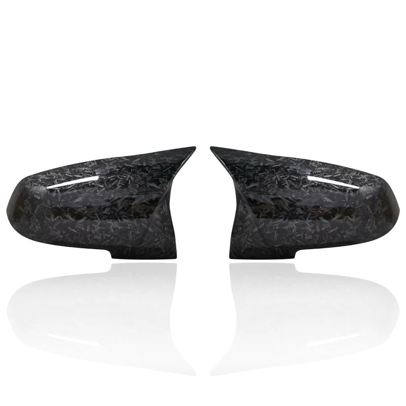 BMW M3 F80 M4 F82 F83 Carbon Fiber Mirror Cover Caps, the photo shows the forged carbon fiber look mirror caps - M-Pure Dynamics