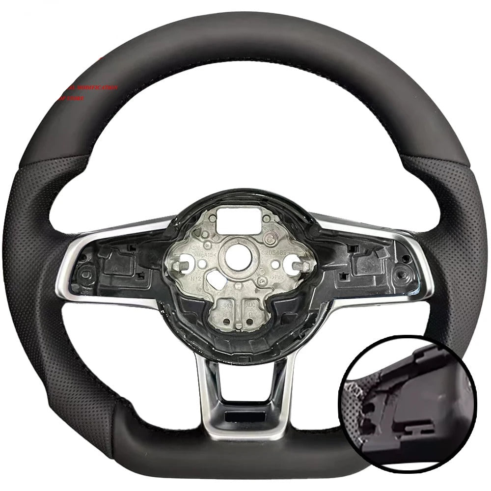 Steering wheel with detailed view on a white background