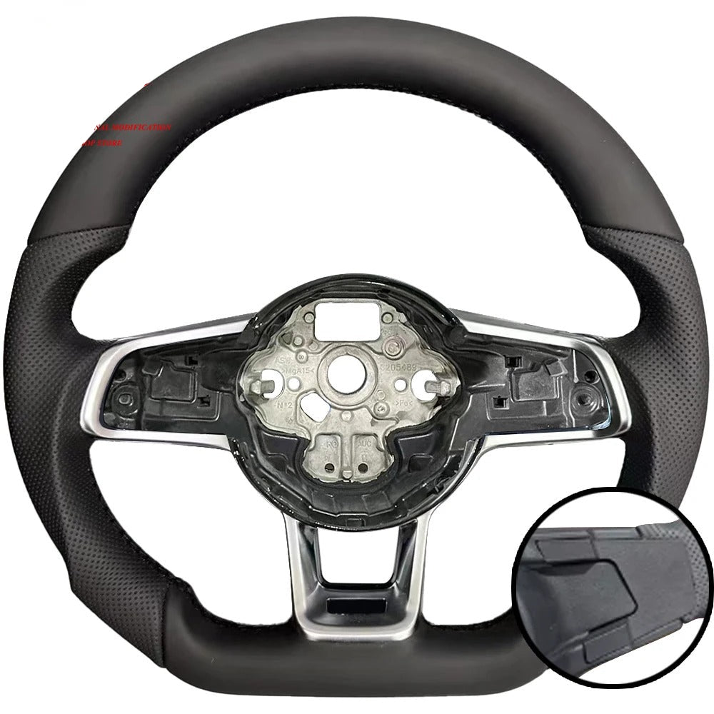 Steering wheel with detailed view on a white background