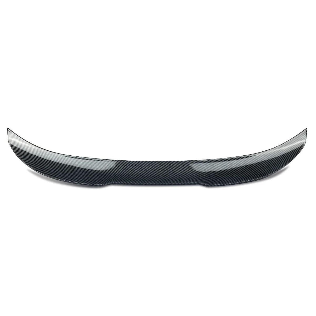 This Photo shows a carbon fiber spoiler with a white background