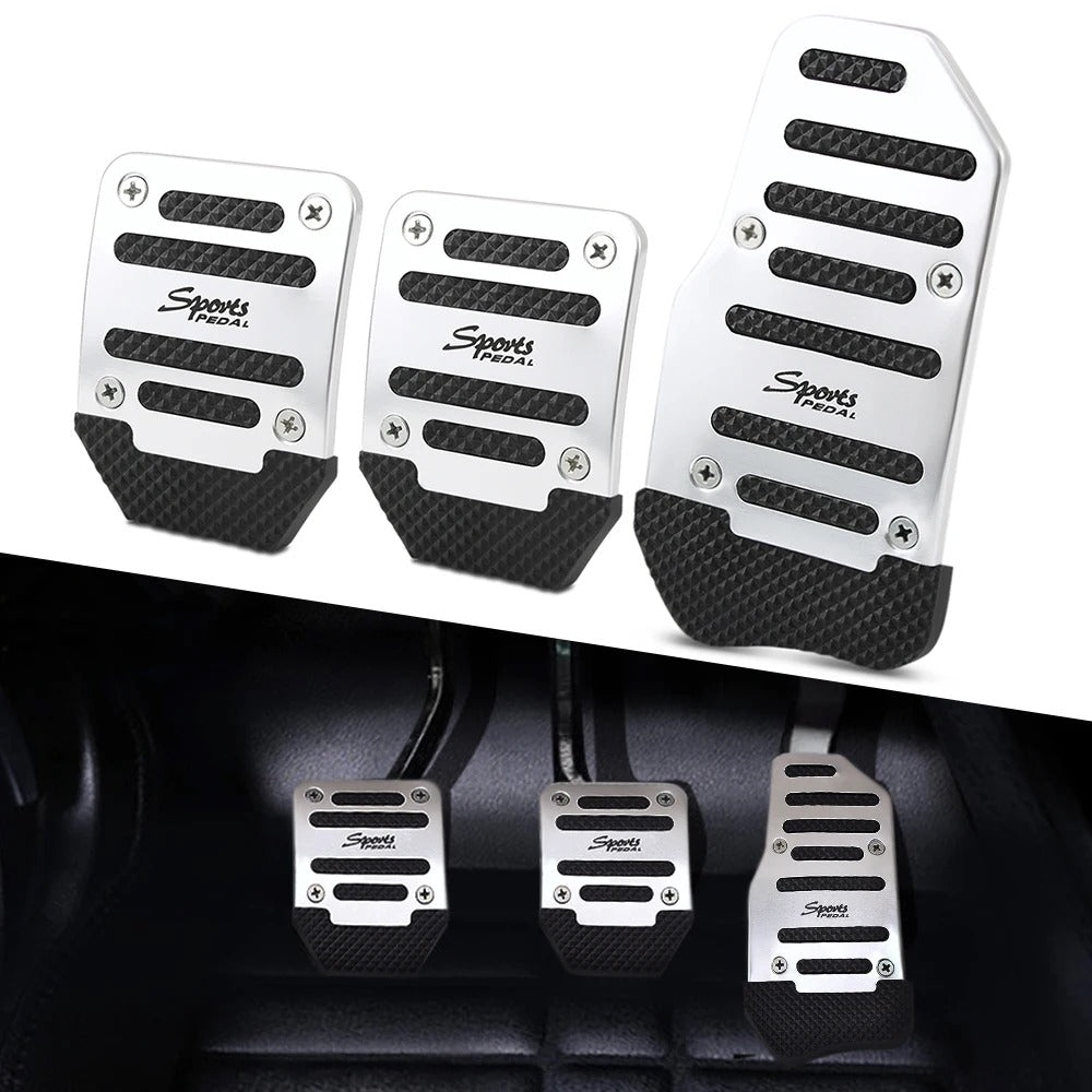 Set of car pedal covers with 'Sports Pride' branding on a white background