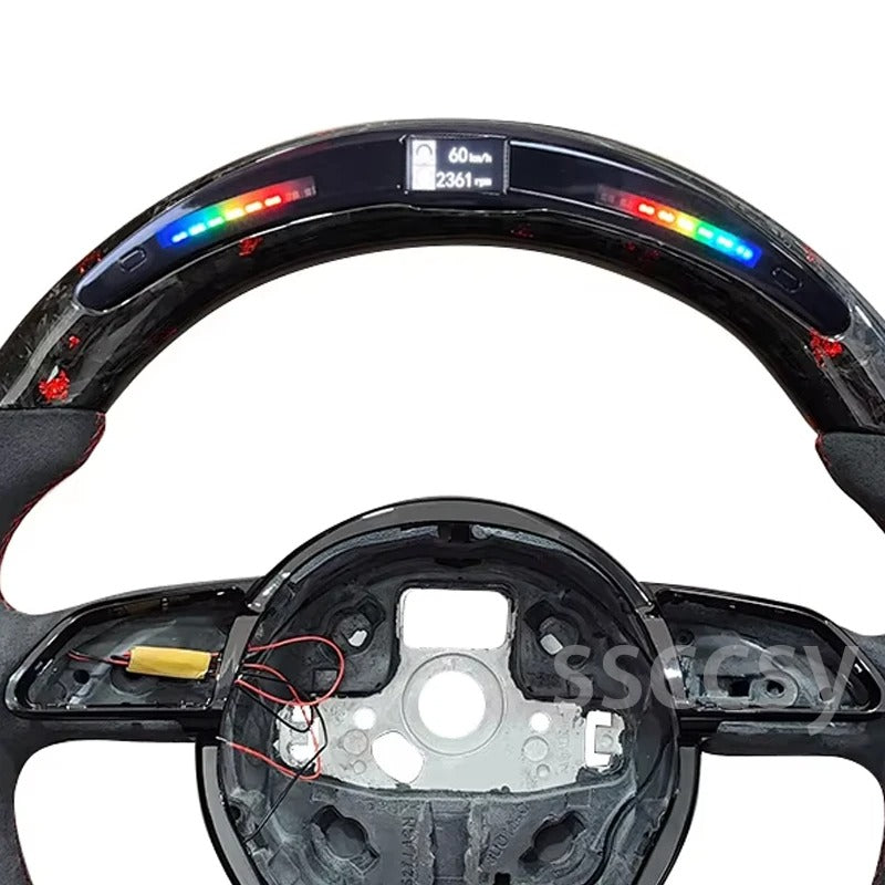 The Photo Shows the steering wheel with the LEDs upclose.