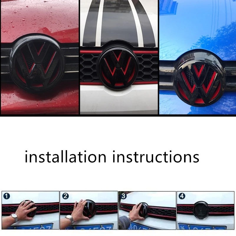 Volkswagen Colored Badge for VW Volkswagen Golf 6 golf6 MK6 GTI the photo here shows ehre the photo shows the poroduct installed on the car and also the installation instructions - M-Pure Dynamics