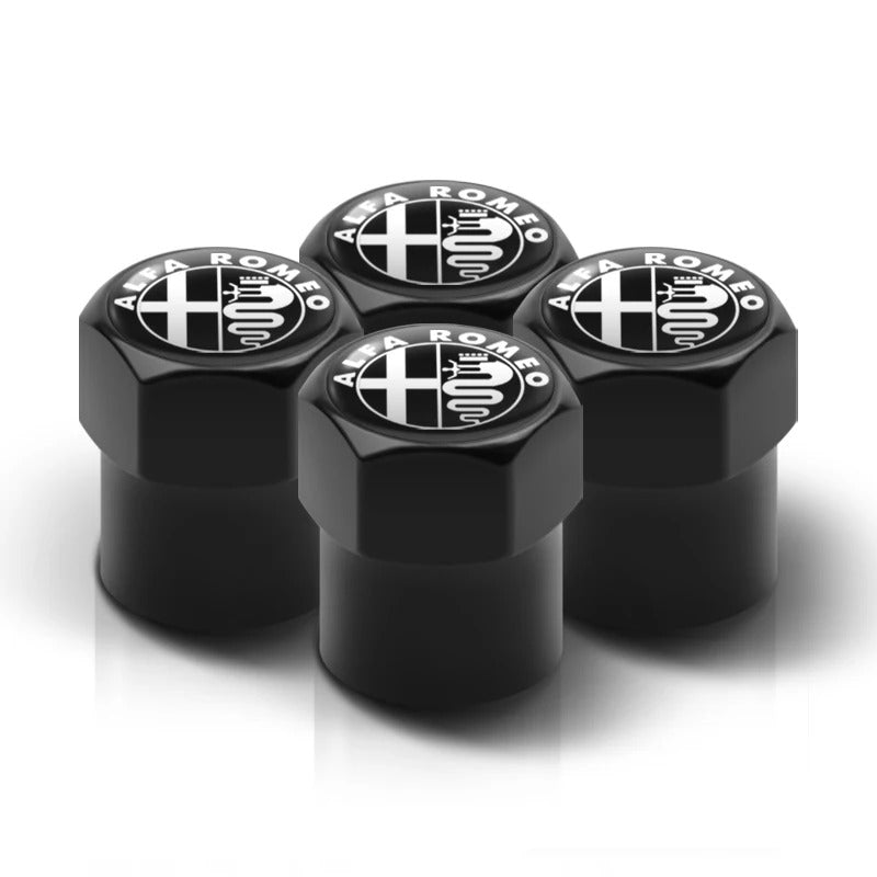 Wheel Valve cover 4 pz for Alfa Romeo Giulia Giulietta Stelvio Mito Tonale 147, the photo shows one of the variants of the valve covers - M-Pure Dynamics