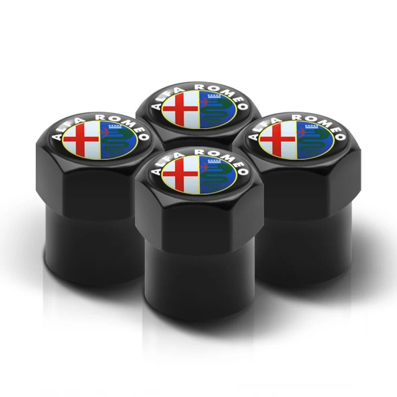 Wheel Valve cover 4 pz for Alfa Romeo Giulia Giulietta Stelvio Mito Tonale 147, the photo shows one of the variants of the valve covers - M-Pure Dynamics