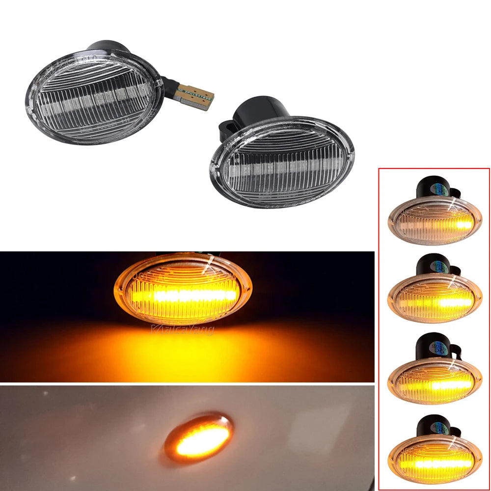 Dynamic Mirror Light for Abarth 500 , here it shows the dynamic ligh on the car- M-Pure Dynamics