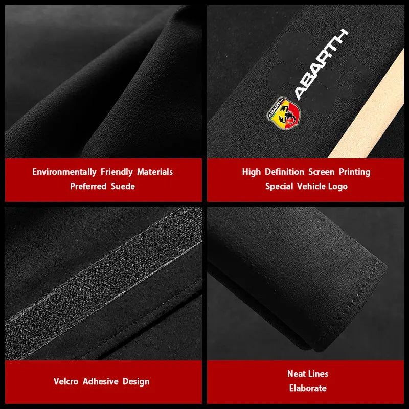Abarth Style Passenger Belt protection, here it shows upclose the material and the details of the protection - M-Pure Dynamics