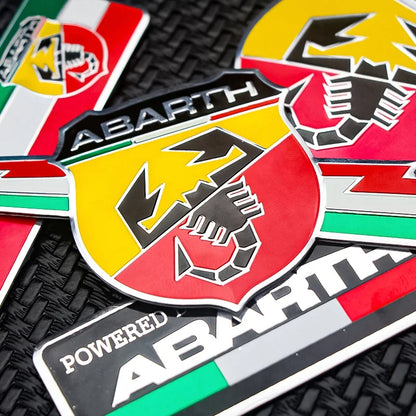 Abarth badge, this photo shows the badge up close - M-Pure Dynamics