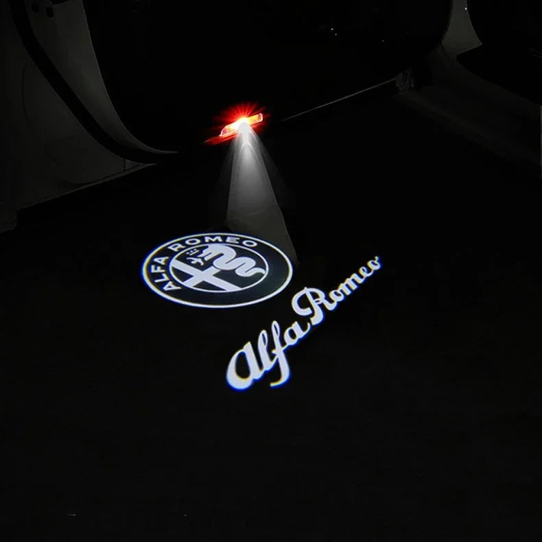 2 pz LED door projector for Alfa Romeo Giulietta , the photo shows one of the styles of the door projectors- M-Pure Dynamics