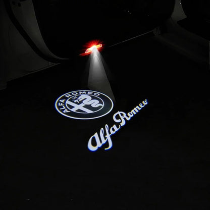 2 pz LED door projector for Alfa Romeo Giulietta , the photo shows one of the styles of the door projectors- M-Pure Dynamics