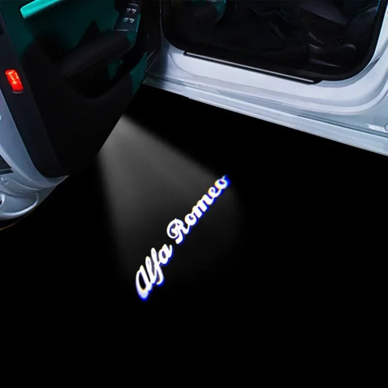 2 pz LED door projector for Alfa Romeo Giulietta, the photo shows one of the styles of the door projectors  - M-Pure Dynamics