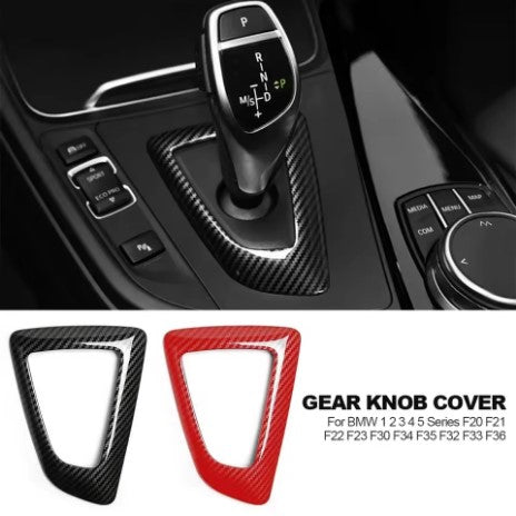 Auto Gear Shift Trim per BMW 1 2 3 4 Serie F20 F21 F22 F23 F30 F34 F35 F32 F33 F36, the photo shows the red and black trim for the gearshift - M-Pure Dynamics