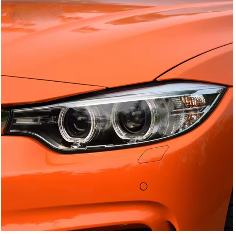 Protective Headlight Film for Bmw F32-F33-F36 here the photo shows the clear headlight protective film up close, showcasing the color of the healight- M-Pure Dynamics