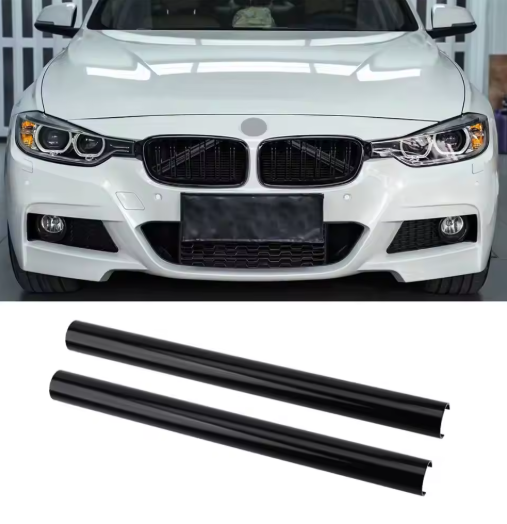 2PCS Front Grille Trim Strips for BMW F10 E60 F30 F32 F20 F22 F06 F02 F25 F26 G20 1 2 3 4 5 6 7 serie, , the photo shows the front grille with the black color  - M-Pure Dynamics