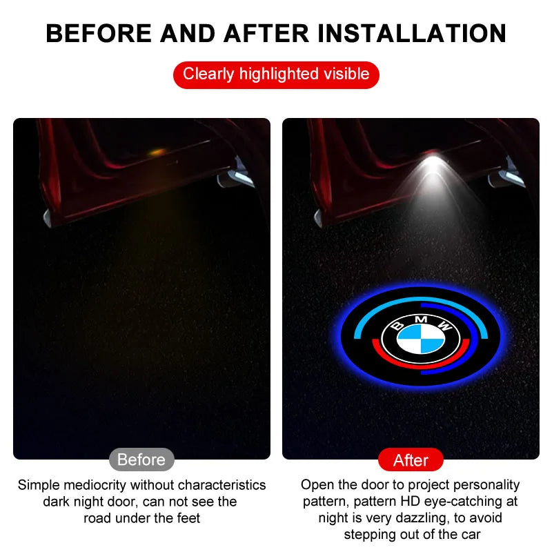 Door Projector BMW F-Series , here it shows the Before and After of owning the projector, the photo uses the 50th anniversary style - M-Pure Dynamic