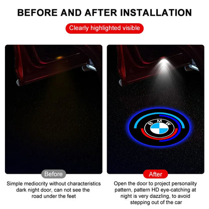Door Projector BMW F-Series , here it shows the Before and After of owning the projector, the photo uses the 50th anniversary style - M-Pure Dynamic
