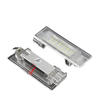 Car license plate light with dimensions on a black background