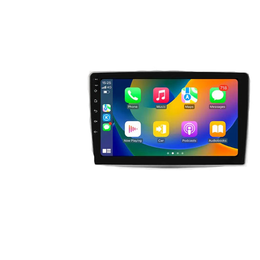 Car multimedia system with Android operating system on a white background