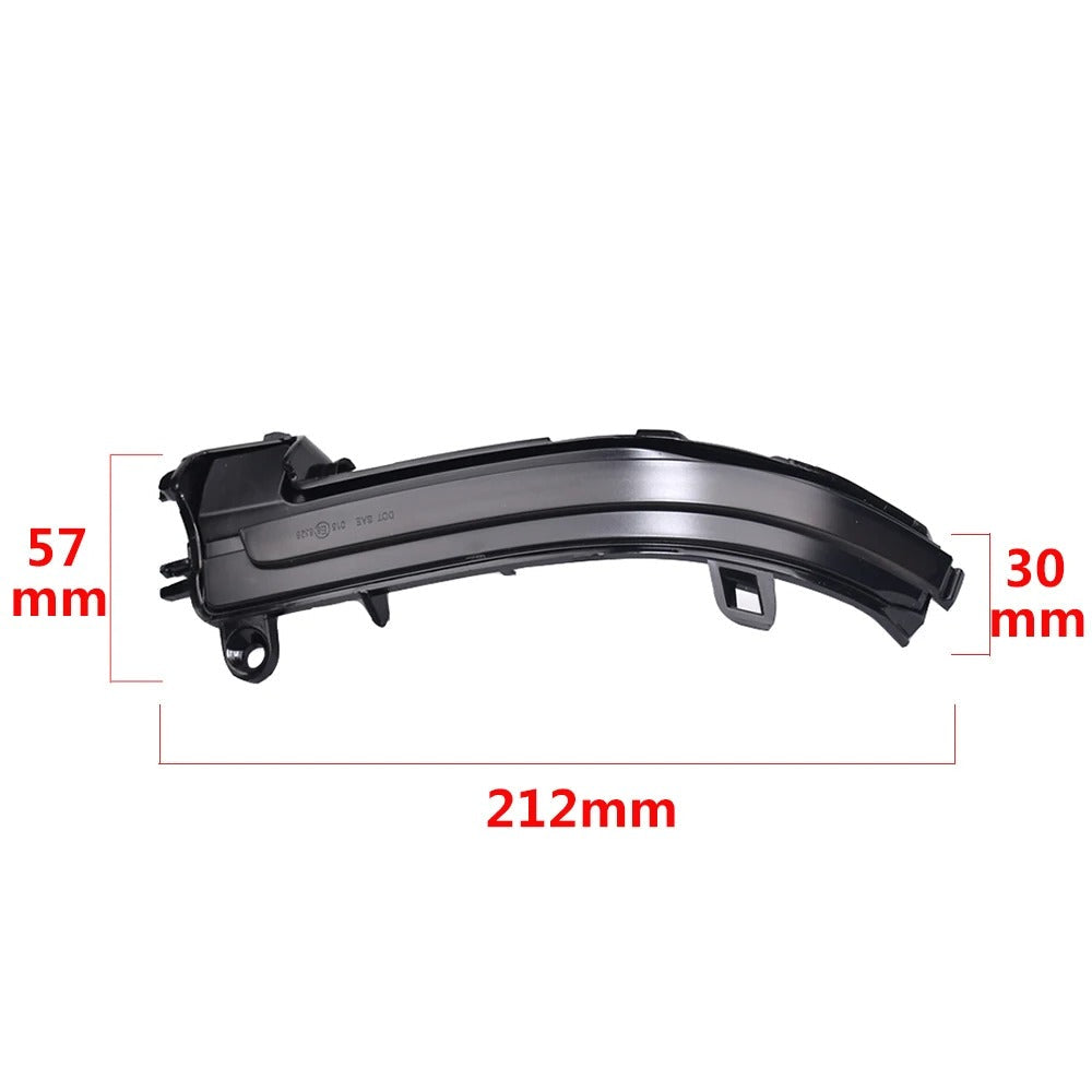 Dynamic Led Side Mirror Turn Signal Lights Indicator, the phpt shows the compatiblity and also the light in function - M-Pure Dynamics