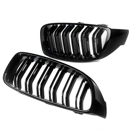 Front Grille M4 Style for BMW F32 F33 F36 F80 F82 2013-2020 Cabriolet Coupe 425i 430i 440i 435i, the photo shows the car with the front grille installed and shows closely the product itself- M-Pure Dynamics