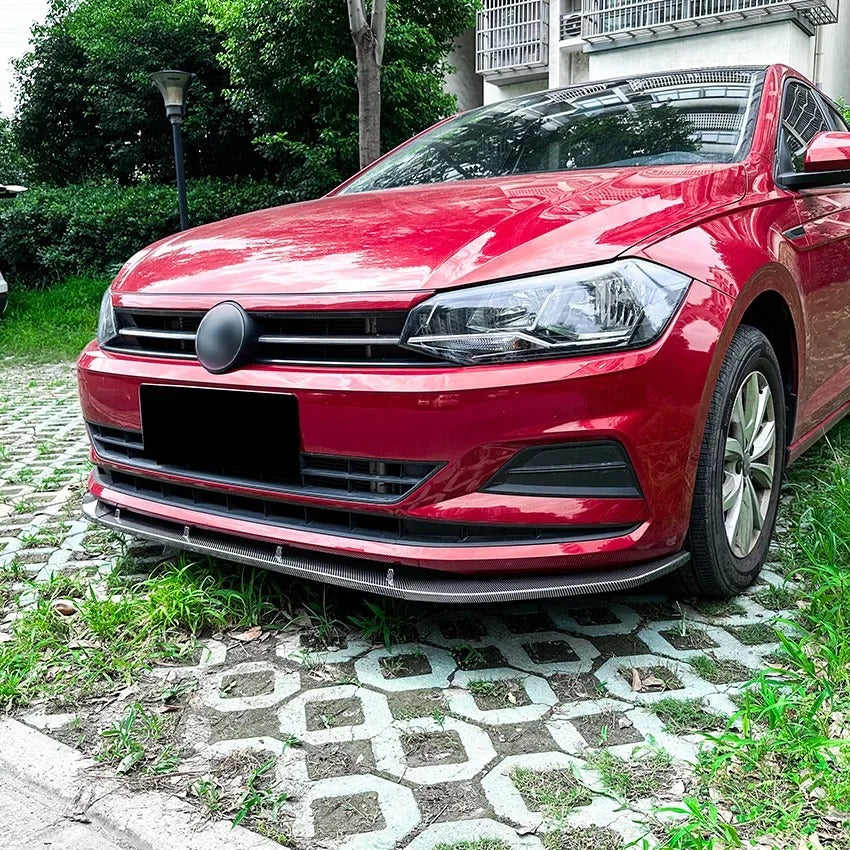 Front Lip for Volkswagen VW Polo MK6, here it shows the polo with the front lip installed - M-Pure Dynamics