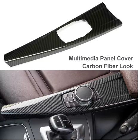 Gearbox Funnel cover in Carbon Fiber Look for Series 3 GT F30 F34 F33 F36 2013 2014 2015 2016 2017 2018, the photo shows the product upclose - M-Pure Dynamics