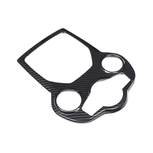 Gearbox Cover in Carbon Fiber Look for Alfa Romeo Giulia Stelvio 2016 2017 2018 2019, the photo shows the gearbox cover upclose - M-Pure Dynamics