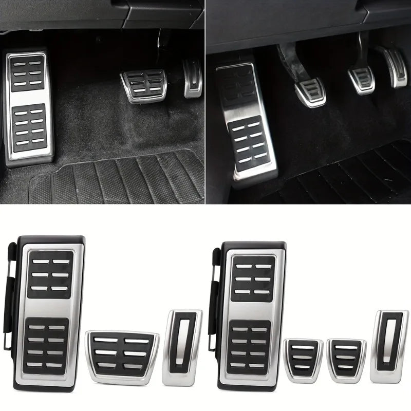 Pedal Cover Inox Metal for Volkswagen VW Golf 7 8 GTi MK7 Polo A05 Passat B8 Skoda Kodiaq Rapid Octavia 5E 5F A7 2014-2023, this photo showcases the metal covers for the pedals up close - M-Pure Dynamics