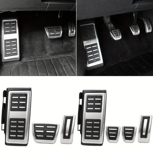 Pedal Cover Inox Metal for Volkswagen VW Golf 7 8 GTi MK7 Polo A05 Passat B8 Skoda Kodiaq Rapid Octavia 5E 5F A7 2014-2023, this photo showcases the metal covers for the pedals up close - M-Pure Dynamics